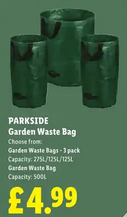 Lidl Parkside garden waste bag offer