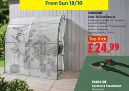 Lidl Parkside lean-to greenhouse offer