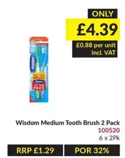 Musgrave MarketPlace Wisdom medium tooth brush 2 pack offer
