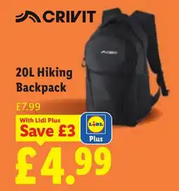 Lidl Crivit 20L Hiking Backpack offer