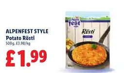 Lidl Alpenfest style potato rösti offer