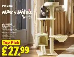 Lidl Max & Mila's World Mila's World Cat Scratching Post with Cave offer