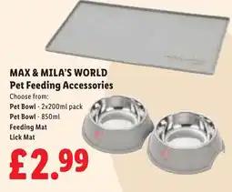 Lidl Max & Mila's World Pet Feeding Accessories offer