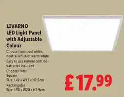 Lidl Livarno led light panel with adjustable colour offer