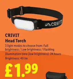 Lidl Crivit Head Torch offer