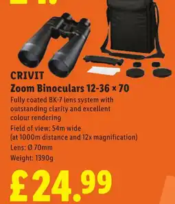 Lidl Crivit Zoom Binoculars 12-36 x 70 offer