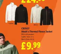 Lidl Crivit adult's thermal fleece jacket offer