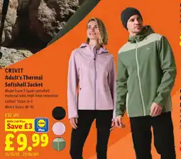 Lidl Crivit adult's thermal softshell jacket offer