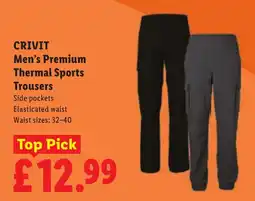 Lidl Crivit men's premium thermal sports trousers offer