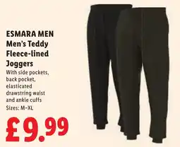 Lidl Esmara men's teddy fleece-lined joggers offer