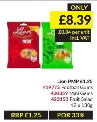 Lion football gums mini gems fruit salad