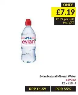 Musgrave MarketPlace Evian natural mineral water offer