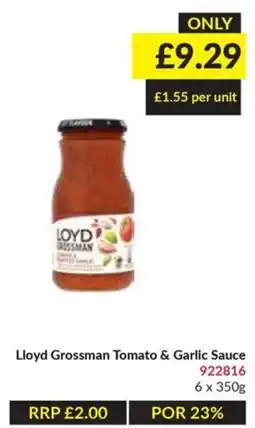 Musgrave MarketPlace Lloyd Grossman Tomato & Garlic Sauce offer