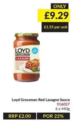 Musgrave MarketPlace Loyd Grossman red lasagne sauce offer