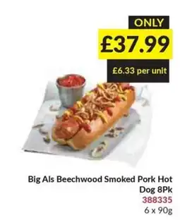 Musgrave MarketPlace Big Als Beechwood Smoked Pork Hot Dog offer