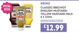 Bestway Heinz classic bbq/hot english mustard/yellow mustard mild offer
