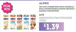 Bestway Alpro oat/oat unsweetened/soya original/soya unsweetened/almond original/almond unsweetened offer