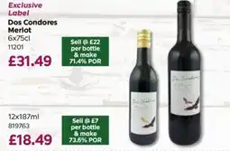 Bestway Dos condores merlot offer