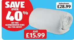 Aldi Slumberdown king 10.5 tog duvet offer