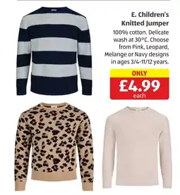Aldi E. Children's Knitted Jumper offer
