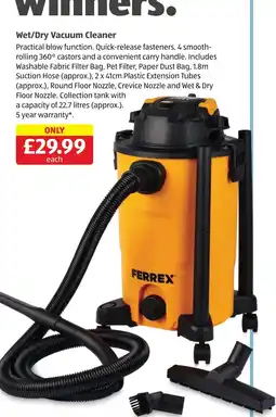 Aldi Ferrex wet/dry vacuum cleaner offer