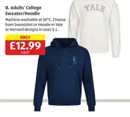 Aldi Adults' College Sweater/Hoodie offer