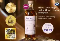 Bestway Arran Single Malt Scotch Whisky 10 offer