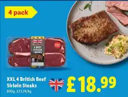 Lidl XXL 4 British Beef Sirloin Steaks offer