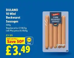 Lidl DULANO 10 Mini Bockwurst Sausages offer