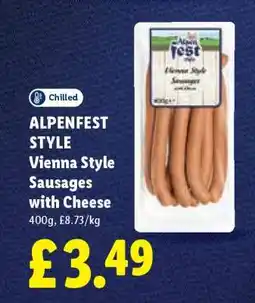 Lidl ALPENFEST STYLE Vienna-Style Sausages with Cheese offer