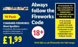 Lidl STANDARD FIREWORKS Giant Sparklers offer