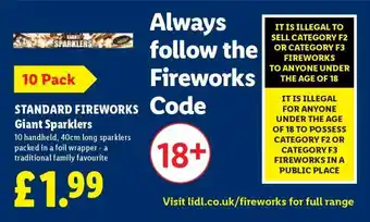 Lidl STANDARD FIREWORKS Giant Sparklers offer
