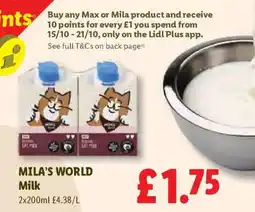Lidl MILA’S WORLD Milk offer