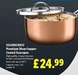 Lidl SILVERCREST Premium 16cm Copper-Coated Saucepan offer