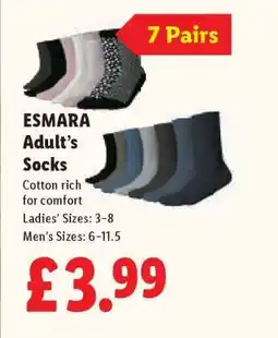 Lidl ESMARA Adult’s Socks offer
