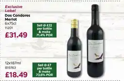 Bestway Dos Condores Merlot 6x75cl offer