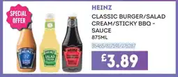 Bestway HEINZ CLASSIC BURGER/SALAD CREAM/STICKY BBQ - SAUCE offer