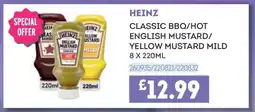 Bestway HEINZ CLASSIC BBQ/HOT ENGLISH MUSTARD/YELLOW MUSTARD MILD offer