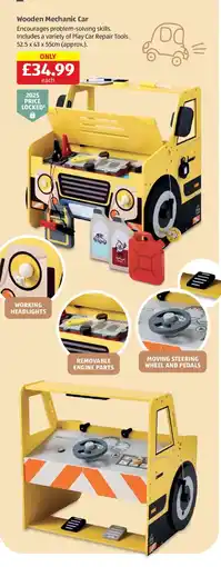 Aldi Wooden Mechanical Car offer