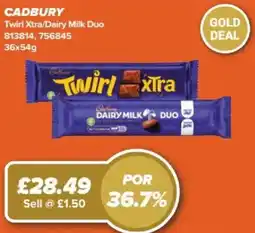 Bestway Cadbury twirl xtra/dairy milk duo offer