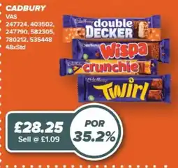 Bestway Cadbury double decker, wispa, crunchie, twirl offer