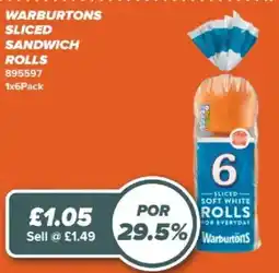 Bestway Warburtons sliced sandwich rolls offer