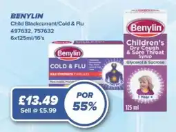 Bestway Benylin child blackcurrant/cold & flu offer