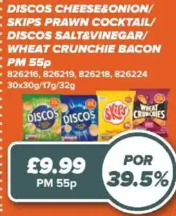 Bestway Discos cheese & onion / skips prawn cocktail / discos salt & vinegar / wheat crunchie bacon offer
