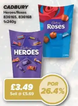 Bestway Cadbury heroes/roses offer