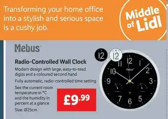 Lidl Radio-controlled Wall Clock Mebus offer