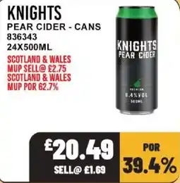 Bestway Knights pear cider offer