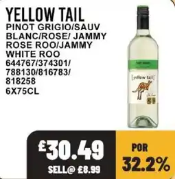 Bestway Yellow tail pinot grigio/sauv blanc/rose/jammy rose roo/jammy white roo offer