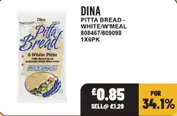 Bestway Dina pitta bread - white/w'meal offer