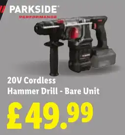 Lidl Parkside 20v Cordless Hammer Drill - Bare Unit offer